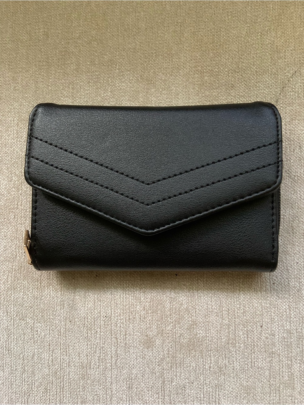 Source Unknown Black Envelope Wallet with Gold Zipper Accent